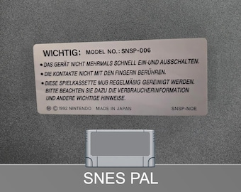 Super Nintendo Pal Backlabel [SNSP-006] Replacement Label