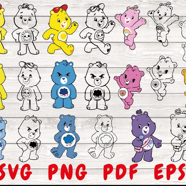 Care Bears Svg, Bears, Bears Svg, Care Bear Svg, Bear Family Svg, Carebear Svg, 90s Svg, Bear Silhouette, Cartoon Svg, Care Bears Bundle