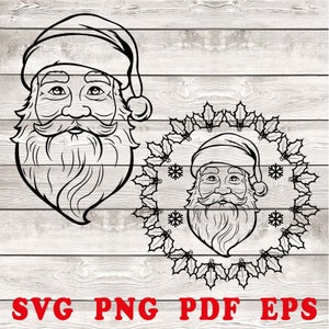 santa head svg, christmas svg, santa face svg, santa svg, santa claus svg, santa png, funny santa svg, retro santa svg, santa clipart, santa