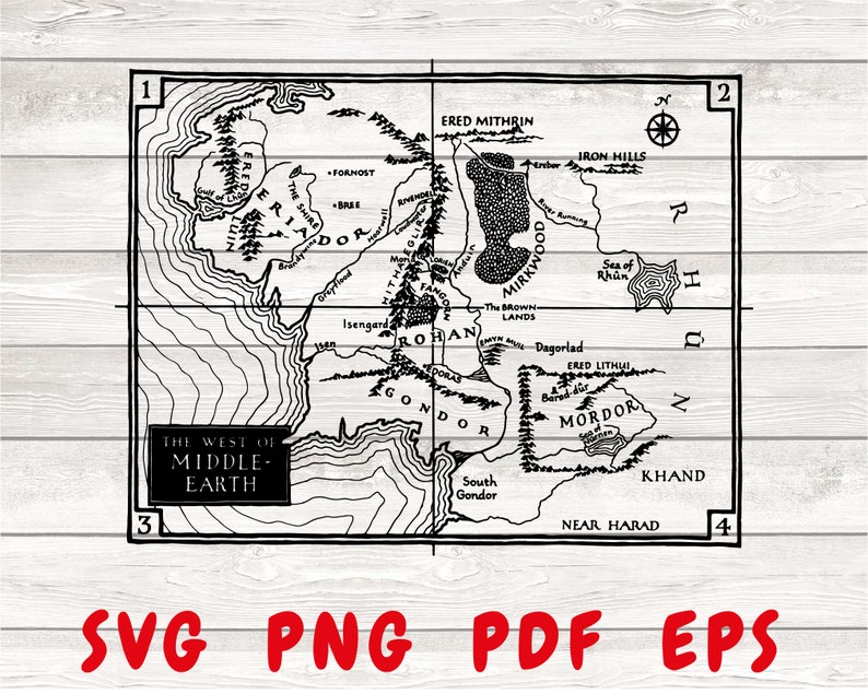 Lord of the Rings Svg, Map Svg, Middle Earth Map Svg, Rohan, LOTR Svg ...