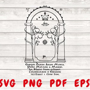 El Señor de los Anillos Svg, Puertas de Durin, Moria Svg, Tierra Media Moria Svg, La Puerta de Moria Svg, LOTR Svg, Mellon, Svg El Señor de los Anillos