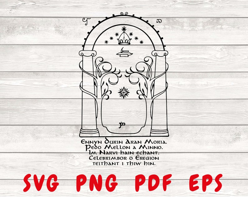 Lord of the Rings Svg, Doors of Durin, Moria Svg, Middle Earth Moria Svg, the Door of Moria Svg