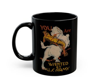 History Lover Mug, Military Recruitment Cup, US Army Gift, World War 1 Memorabilia, Patriotic Coffee Mug