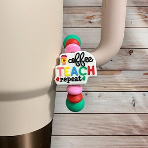 Teacher Tumbler Handle Charm | Silicone Bead Bracelet Accessory | School | Teaching | Back to School