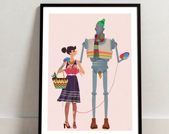 KnitWit, impresión artística, arte gráfico, robots, ciencia ficción, humor de parejas, humor feminista, retro