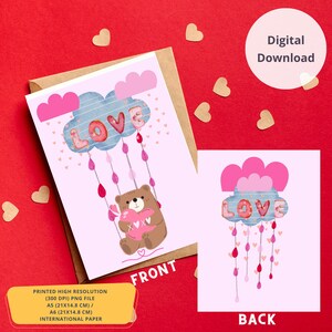 Tarjetas LOVE Bear / Tarjetas de San Valentín imprimibles / DESCARGA INSTANTE