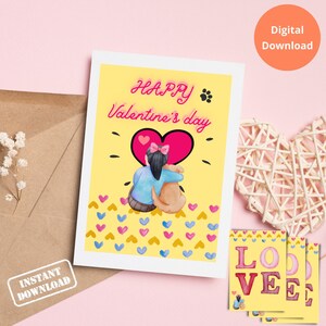 Carte de vœux d’une fille et de son chien bien-aimé / Cartes de Saint-Valentin imprimables / TÉLÉCHARGEMENT NUMÉRIQUE INSTANTANÉ