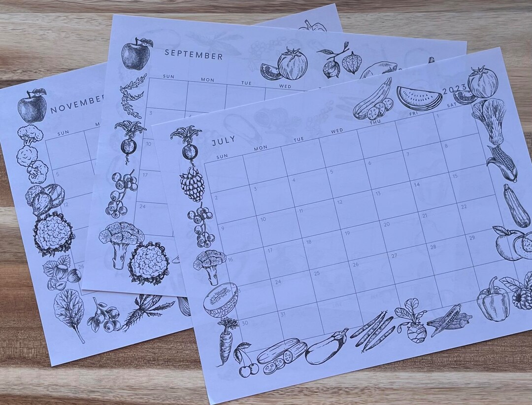 Seasonal Eating Calendar 2023 Printable Calendar Wall Etsy