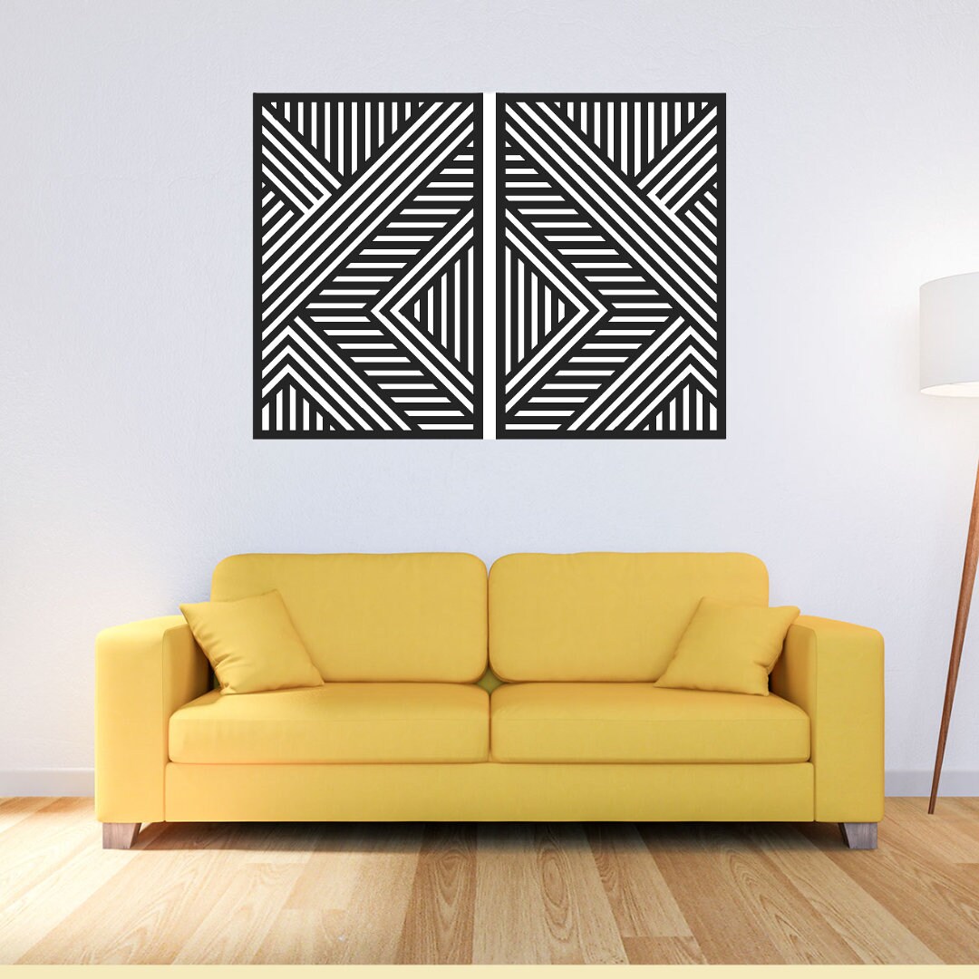 Geometric Wood Wall Art Set Wooden Wall Art Set of 2 - Etsy