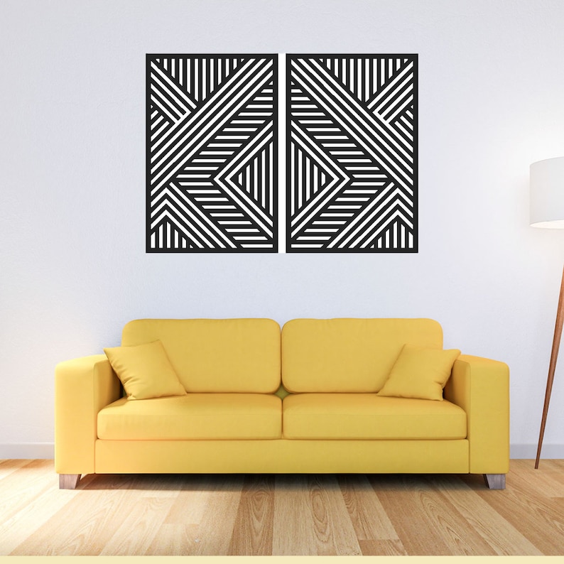 Geometric Wood Wall Art Set Wooden Wall Art Set of 2 - Etsy
