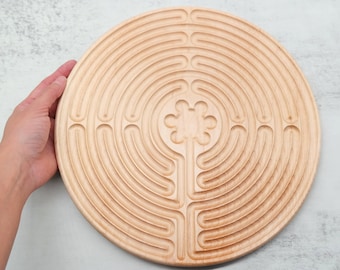 11 Circuit Chartres Cathedral Inspired Finger Labyrinth, Wooden Labyrinth for Meditation and prayer, Labyrinth as a tool for Peace corner,