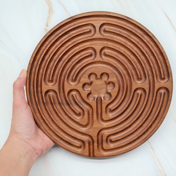 Chartres Labyrinth Inspired, Wooden Finger Labyrinth, Finger Labyrinth, Finger Labyrinth, Meditation Corner, Wood Labyrinth, Breathing Tool