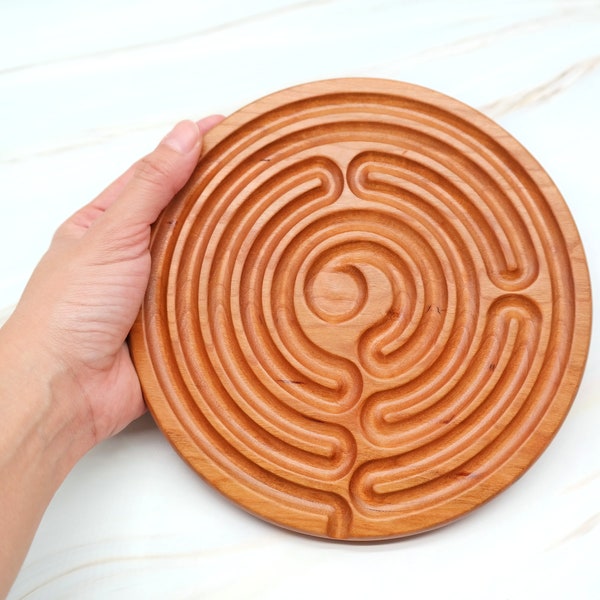 Wooden Finger Labyrinth for The Calm Corner,  Tool for Emotional Regulation and Grounding Techniques, Gift for Social Worker, Wood Labyrinth