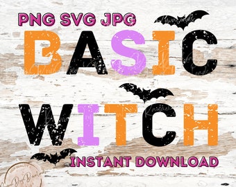 Basic Witch SVG, Halloween Bats Design (Digital Download)