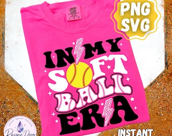 In My Softball Era PNG SVG, Girl Player Retro Shirt Design, Kid's Sport