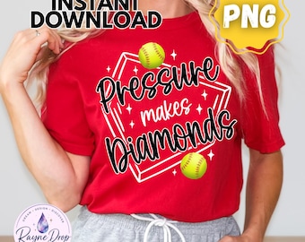 Pressure Makes Diamonds PNG, Softball Mom, Softball Player Team Shirt Design