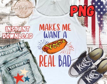 Grappig ontwerp voor een hotdog op 4 juli (PNG-bestand), zomer T-shirt (digitale download)