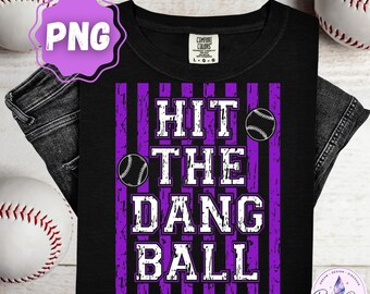 Hit The Dang Ball PNG, Lustiges lila Baseball-Mama-Shirt-Design, Spieltag