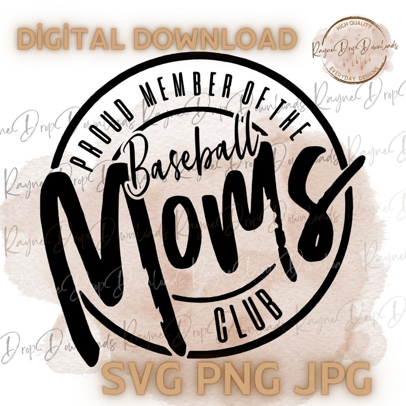 K&ouml;nnte beinhalten: Schwarzwei&szlig;es Grafikdesign eines Kreises mit dem Text "Proud Member of the Baseball Moms Club".