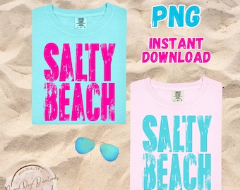 PNG de Verão na Praia Salgada, Gráfico Neon Engraçado com Efeito Desgastado (Download Digital)