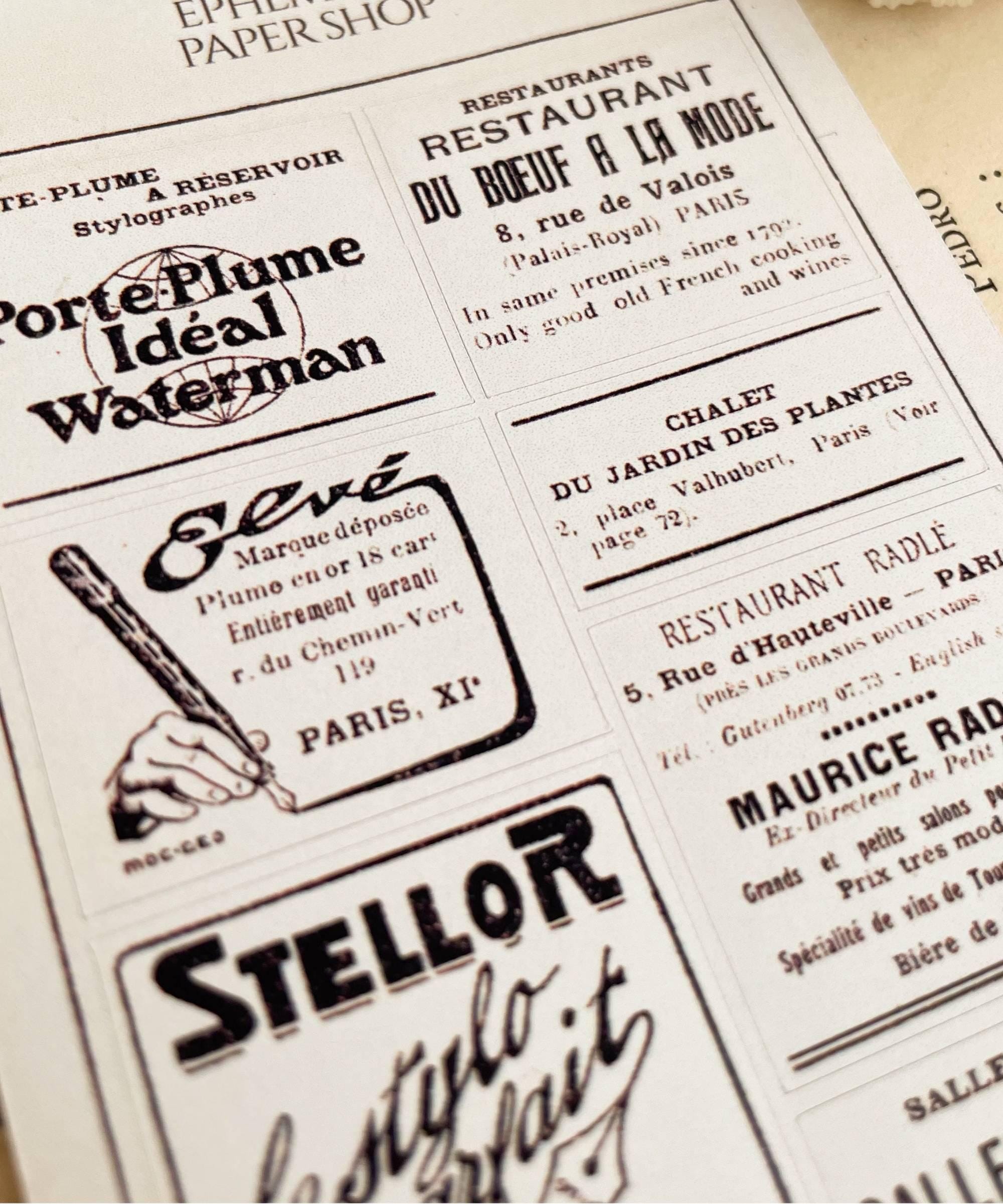 Vintage French Advertising Sticker Sheet: Antique Ephemera for ...