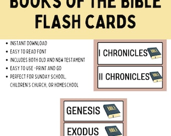 Fichas imprimibles de los libros de la Biblia / Antiguo y Nuevo Testamento / Archivo digital listo para usar