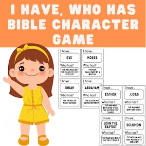 Juego de personajes de la Biblia "Tengo quién tiene", conjunto 1: actividad divertida de aprendizaje bíblico para niños, escuela dominical, iglesia infantil, juegos de actividades para jóvenes