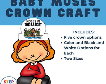 Printable Baby Moses Crown Craft | Instant Download Bible Story Activity for Kids | Sunday School, Homeschool, Christian Craft