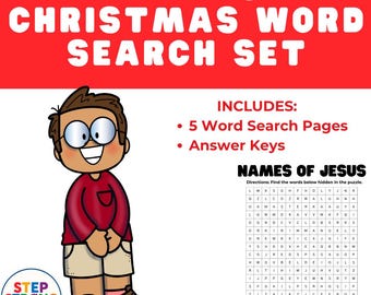 キリスト教のクリスマスワードサーチバンドル | キリスト降誕と聖書のクリスマスアクティビティ | 印刷可能な日曜学校用パズル
