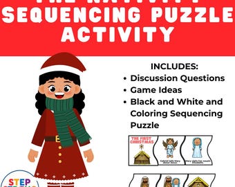 初めてのクリスマスの順序パズル（印刷可能）｜キリスト降誕物語の順序ゲーム｜子供向け聖書アクティビティ｜日曜学校のクリスマスレッスン