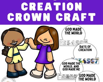 創造の日々のクラウンクラフト：子供向け聖書アクティビティ（デジタルダウンロード）