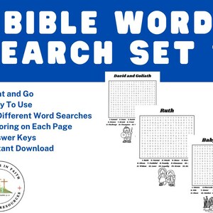 Bible Word Search & Coloring Pages: Kids Sunday School Activities (Digital Download)
