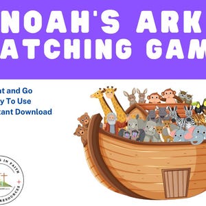 Noah&#39;s Ark Animal Matching Game: Christian Homeschool Activity (Printable)