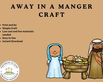 子どものための「飼い葉桶の中のクリスマス」工作キット - 印刷可能なキリスト降誕シーンのアクティビティ