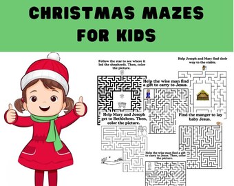 Nativity Mazes for Kids: First Christmas Activity (Printable)