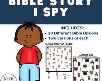 Bible Story I Spy Activity Pack: 20 Printable Worksheets (Digital Download)