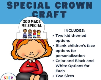 神様が私を特別に作ってくれたクラウンクラフト：子供向けのキリスト教印刷物（PDFパターン）