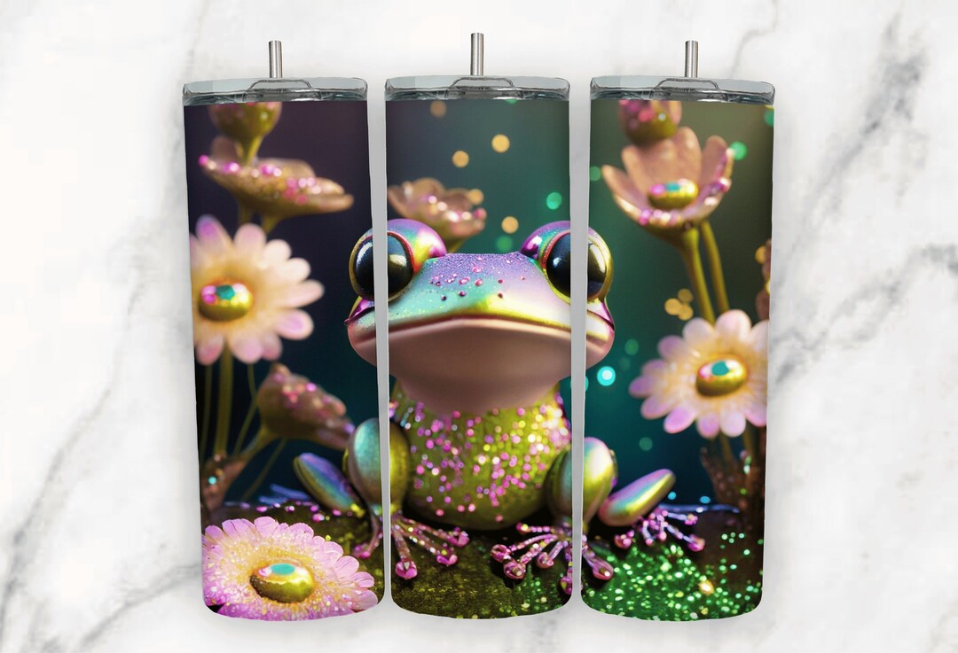 3D Cute Sparkly Tree Frog Tumbler Wrap for 20 Oz Skinny Tumbler PNG ...