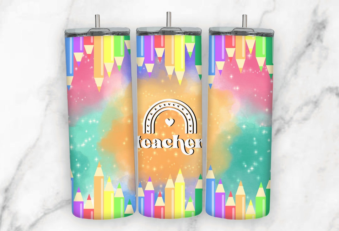 Teacher Tumbler Wrap for 20 Oz Skinny Tumbler PNG Seamless Sublimation ...