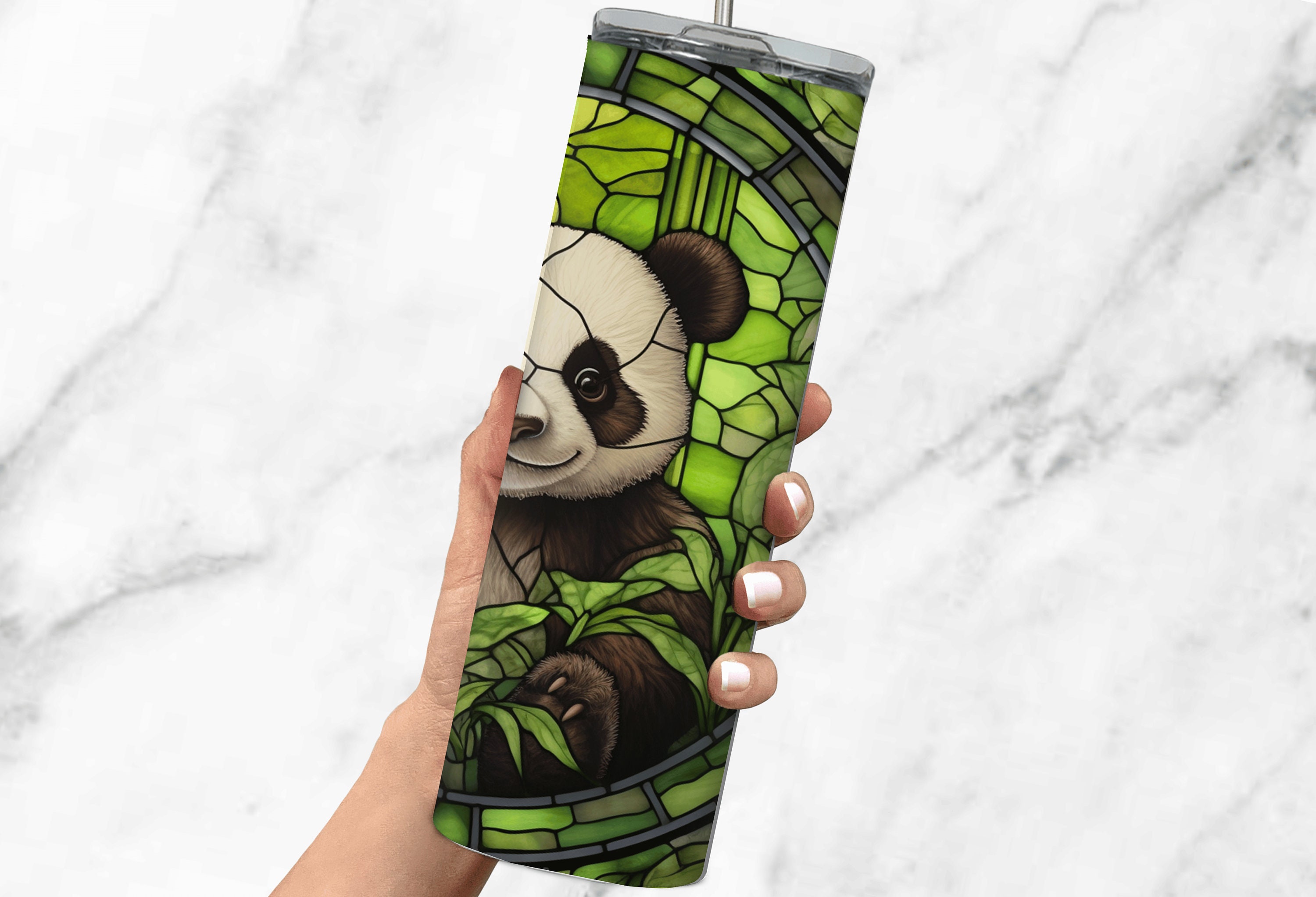 Cute Baby Panda Stained Glass Tumbler Wrap for 20 Oz Skinny - Etsy