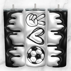 Envoltura de vaso de fútbol, envoltura de vaso de fútbol 3D para vaso flaco de 20 oz Diseño de sublimación PNG Descarga digital cónica y recta