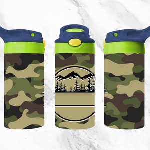 Seamless Add Your Name Boy Camo Tumbler Wrap for 12oz Kids Flip Top Sippy Cup PNG Sublimation Design Digital Download 12oz Straight Tapered