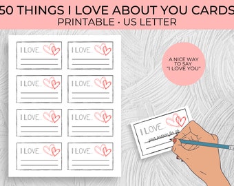 50 Things I Love About You Printable | Love Notes |  Personalized Valentine's Day Gift