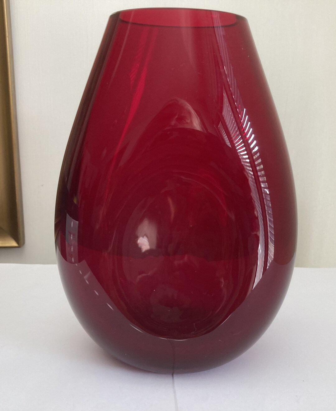 Vintage 1960s Whitefriars Michael Cripps Ruby Red Dimple Vase Etsy UK
