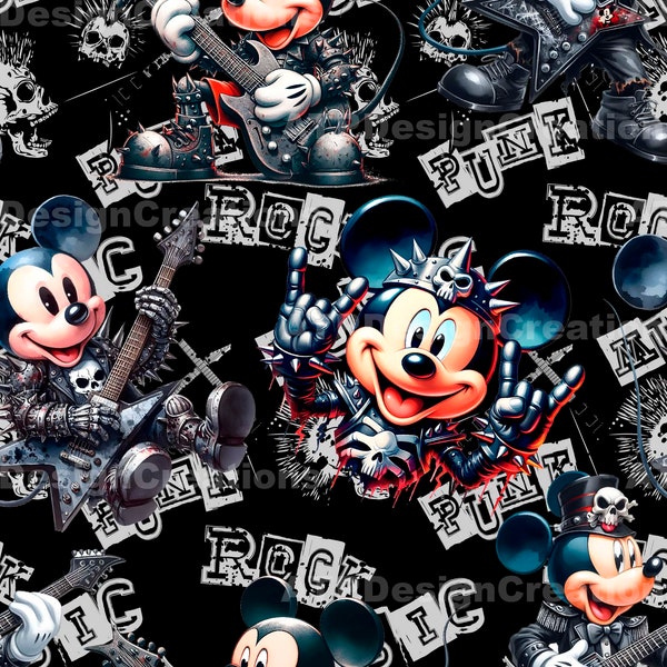 Mickey Rock Musik nahtlose Datei, Cartoon nahtlose Muster, niedlichen nahtlose Muster, Magic Kingdom nahtlos, Maus nahtlose Muster,