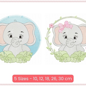 Adorable Baby Elephant Embroidery Design – Boy & Girl Versions