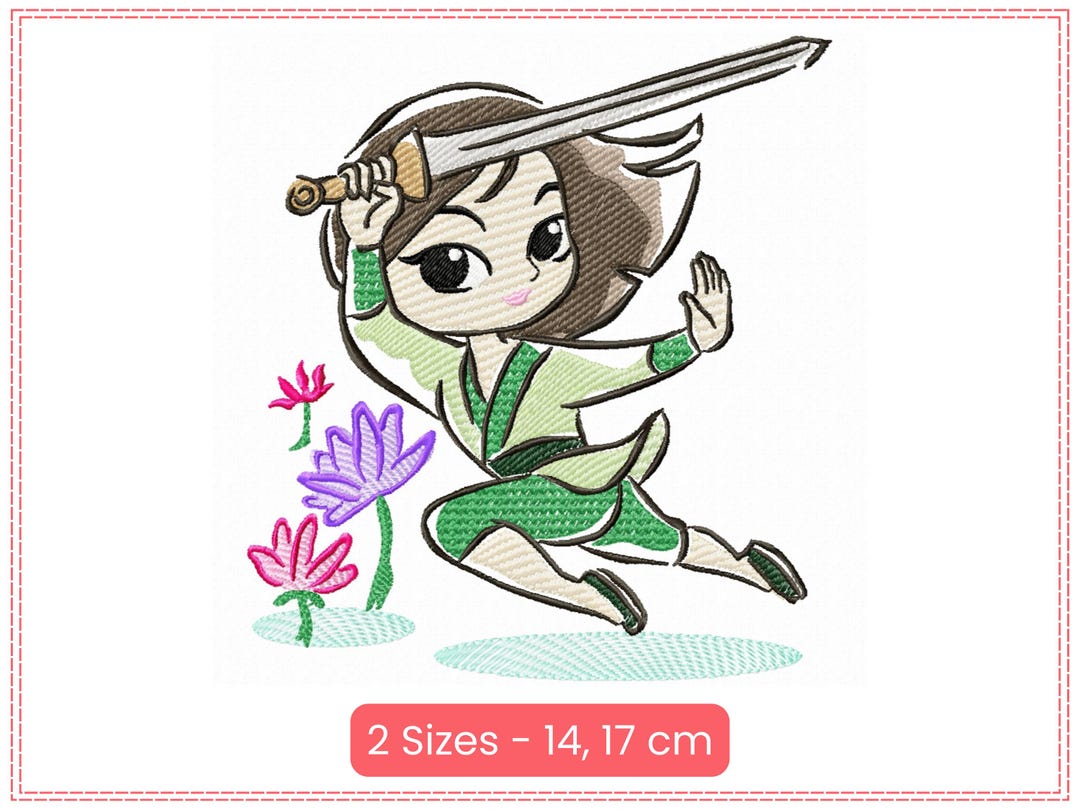 Warrior Girl Embroidery Design Cute Cartoon Fighter Machine warrior-girl-embroidery-design-cute-cartoon-fighter-machine