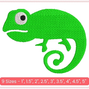 Adorable Green Chameleon Embroidery Design - Instant Download Digital File
