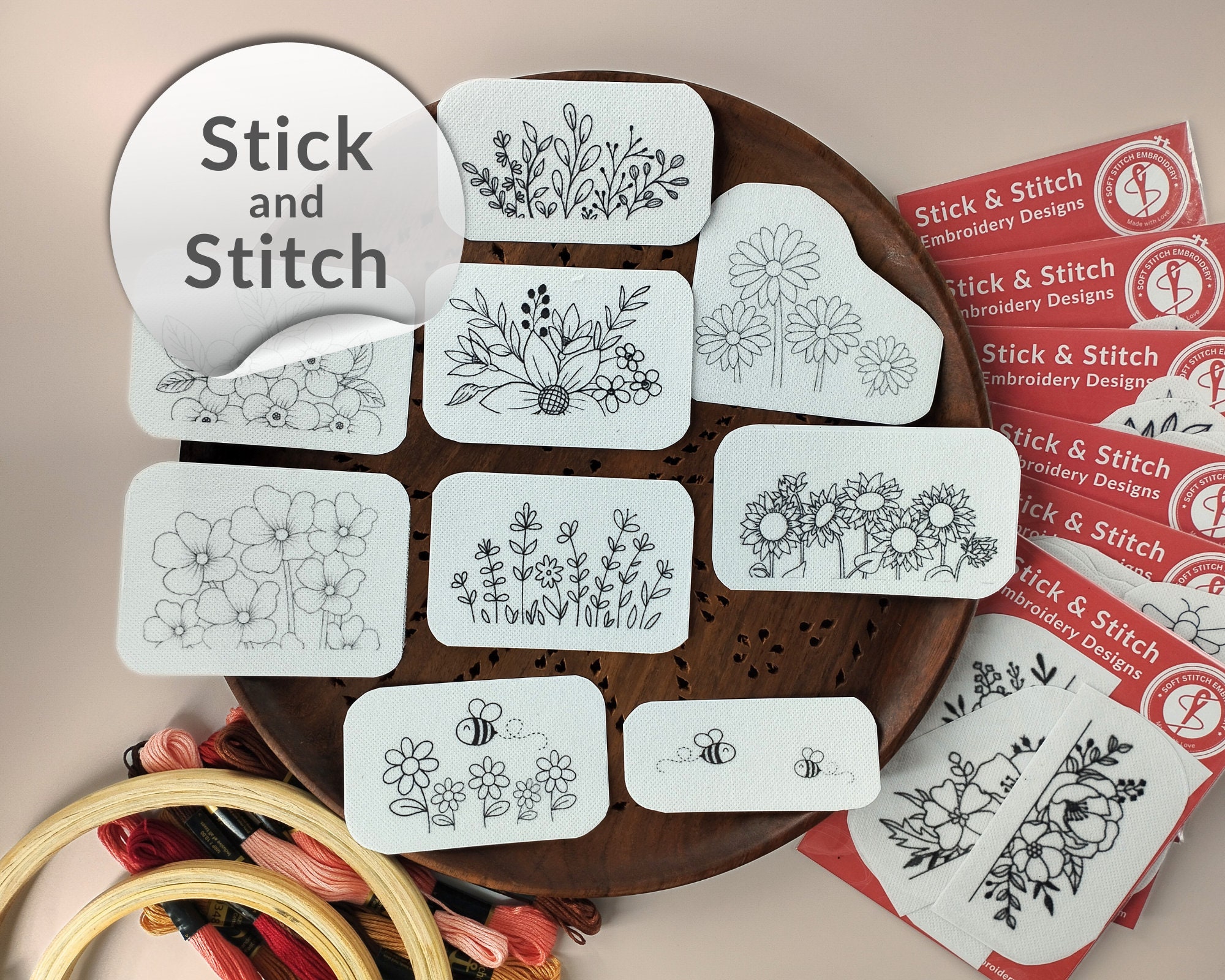 Christmas Stick and Stitch Embroidery Designs Washaway 