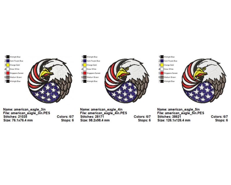 Patriotic Bald Eagle Patch Machine Embroidery Design - American Flag ...